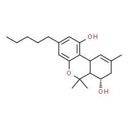 ChemSpider 2D Image | (7S)-6,6,9-Trimethyl-3-pentyl-6a,7,8,10a-tetrahydro-6H-benzo[c]chromene-1,7-diol | C21H30O3