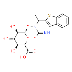 ChemSpider 2D Image | 1-O-{[1-(1-Benzothiophen-2-yl)ethyl][hydroxy(imino)methyl]amino}-beta-D-glucopyranuronic acid | C17H20N2O8S