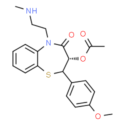 ChemSpider 2D Image | (3S)-2-(4-Methoxyphenyl)-5-[2-(methylamino)ethyl]-4-oxo-2,3,4,5-tetrahydro-1,5-benzothiazepin-3-yl acetate | C21H24N2O4S