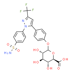 ChemSpider 2D Image | 4-[1-(4-Sulfamoylphenyl)-3-(trifluoromethyl)-1H-pyrazol-5-yl]phenyl L-glucopyranosiduronic acid | C22H20F3N3O9S