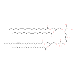ChemSpider 2D Image | (2R,14R,27Z)-5,8,11-Trihydroxy-2-[(9Z)-9-octadecenoyloxy]-5,11-dioxido-17-oxo-14-(palmitoyloxy)-4,6,10,12,16-pentaoxa-5lambda~5~,11lambda~5~-diphosphatetratriacont-27-en-1-yl (9Z,12Z)-9,12-octadecadie
noate | C79H146O17P2