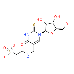 ChemSpider 2D Image | 1-(beta-D-glycero-Pentofuranosyl)-5-{[(2-sulfoethyl)amino]methyl}-2-thioxo-2,3-dihydro-4(1H)-pyrimidinone | C12H19N3O8S2