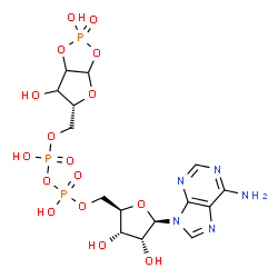 ChemSpider 2D Image | 5'-O-[{[{[(5R)-2,6-Dihydroxy-2-oxidotetrahydrofuro[2,3-d][1,3,2]dioxaphosphol-5-yl]methoxy}(hydroxy)phosphoryl]oxy}(hydroxy)phosphoryl]adenosine | C15H22N5O16P3