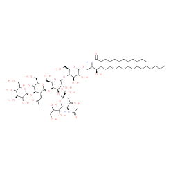 ChemSpider 2D Image | (2S,3R)-2-(Dodecanoylamino)-3-hydroxyoctadecyl 5-acetamido-3,5-dideoxy-6-[(1R,2R)-1,2,3-trihydroxypropyl]-beta-L-threo-hex-2-ulopyranonosyl-(2->3)-[beta-D-galactopyranosyl-(1->3)-2-deoxy-2-(2-oxopropy
l)-beta-D-galactopyranosyl-(1->4)]-beta-D-galactopyranosyl-(1->4)-beta-D-glucopyranoside | C68H122N2O31