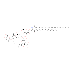 ChemSpider 2D Image | (2S,3R,4E)-3-Hydroxy-2-(tricosanoylamino)-4-octadecen-1-yl 5-acetamido-3,5-dideoxy-6-[(1R,2R)-1,2,3-trihydroxypropyl]-beta-L-threo-hex-2-ulopyranonosyl-(2->3)-[beta-D-galactopyranosyl-(1->3)-2-deoxy-2
-(2-oxopropyl)-beta-D-galactopyranosyl-(1->4)]-beta-D-galactopyranosyl-(1->4)-beta-D-glucopyranoside | C79H142N2O31