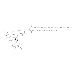ChemSpider 2D Image | (2S,3R)-3-Hydroxy-2-[(15Z)-15-tetracosenoylamino]octadecyl 5-acetamido-3,5-dideoxy-6-[(1R,2R)-1,2,3-trihydroxypropyl]-beta-L-threo-hex-2-ulopyranonosyl-(2->3)-[2-deoxy-2-(2-oxopropyl)-beta-D-galactopy
ranosyl-(1->4)]-beta-D-galactopyranosyl-(1->4)-beta-D-glucopyranoside | C74H134N2O26