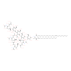 ChemSpider 2D Image | (2S,3R,4E)-3-Hydroxy-2-[(15Z)-15-tetracosenoylamino]-4-octadecen-1-yl 5-acetamido-6-[(1S,2R)-2-({5-acetamido-6-[(1S,2R)-2-({5-acetamido-3,5-dideoxy-6-[(1R,2R)-1,2,3-trihydroxypropyl]-beta-L-threo-hex-
2-ulopyranonosyl}oxy)-1,3-dihydroxypropyl]-3,5-dideoxy-beta-L-threo-hex-2-ulopyranonosyl}oxy)-1,3-dihydroxypropyl]-3,5-dideoxy-beta-L-threo-hex-2-ulopyranonosyl-(2->3)-[5-acetamido-3,5-dideoxy-6-[(1R,
2R)-1,2,3-trihydroxypropyl]-beta-L-threo-hex-2-ulopyranonosyl-(2->3)-beta-D-galactopyranosyl-(1->3)-2-deoxy-2-(2-oxopropyl)-beta-D-galactopyranosyl-(1->4)]-beta-D-galactopyranosyl-(1->4)-beta-D-glucop
yranoside | C113H193N5O55