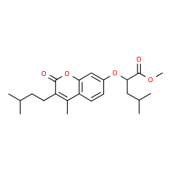 ChemSpider 2D Image | Methyl 4-methyl-2-{[4-methyl-3-(3-methylbutyl)-2-oxo-2H-chromen-7-yl]oxy}pentanoate | C22H30O5