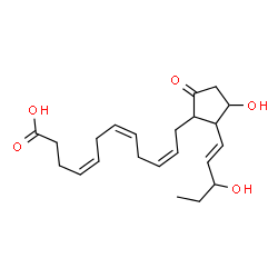 ChemSpider 2D Image | (4Z,7Z,10Z)-12-{3-Hydroxy-2-[(1E)-3-hydroxy-1-penten-1-yl]-5-oxocyclopentyl}-4,7,10-dodecatrienoic acid | C22H32O5