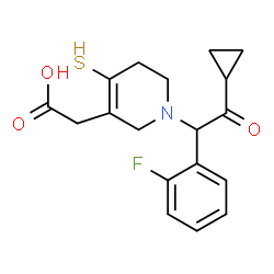 ChemSpider 2D Image | {1-[2-Cyclopropyl-1-(2-fluorophenyl)-2-oxoethyl]-4-sulfanyl-1,2,5,6-tetrahydro-3-pyridinyl}acetic acid | C18H20FNO3S