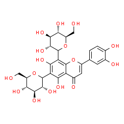 ChemSpider 2D Image | 2-(3,4-Dihydroxyphenyl)-5,7-dihydroxy-6,8-bis[(3R,4R,5S,6R)-3,4,5-trihydroxy-6-(hydroxymethyl)tetrahydro-2H-pyran-2-yl]-4H-chromen-4-one (non-preferred name) | C27H30O16