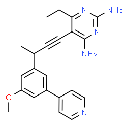 ChemSpider 2D Image | 6-Ethyl-5-{(3R)-3-[3-methoxy-5-(4-pyridinyl)phenyl]-1-butyn-1-yl}-2,4-pyrimidinediamine | C22H23N5O