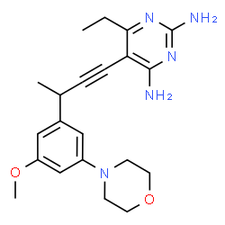 ChemSpider 2D Image | 6-Ethyl-5-{(3R)-3-[3-methoxy-5-(4-morpholinyl)phenyl]-1-butyn-1-yl}-2,4-pyrimidinediamine | C21H27N5O2