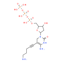 ChemSpider 2D Image | 5-(5-Aminopent-1-Yn-1-Yl)-2'-Deoxycytidine 5'-(Tetrahydrogen Triphosphate) | C14H25N4O13P3