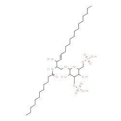 ChemSpider 2D Image | N-{(2S,3R,4E)-1-[(3,6-Di-O-sulfo-beta-D-galactopyranosyl)oxy]-3-hydroxy-4-octadecen-2-yl}dodecanamide | C36H69NO14S2