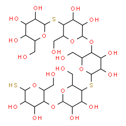 ChemSpider 2D Image | beta-D-Glucopyranosyl-(1->4)-4-thio-beta-D-glucopyranosyl-(1->4)-beta-D-glucopyranosyl-(1->4)-4-thio-beta-D-glucopyranosyl-(1->4)-1-thio-beta-D-glucopyranose | C30H52O23S3