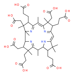ChemSpider 2D Image | 3-[(9Z,14Z)-3,12,17-tris(2-carboxyethyl)-2,13,18-tris(carboxymethyl)-3,5,8,8,13,15,18,19-octamethyl-1,2,5,6,7,12,17,22-octahydrocorrin-7-yl]propanoic acid | C45H62N4O14