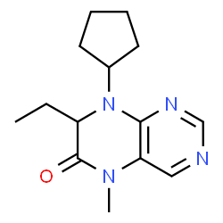 ChemSpider 2D Image | (7R)-8-Cyclopentyl-7-ethyl-5-methyl-7,8-dihydro-6(5H)-pteridinone | C14H20N4O
