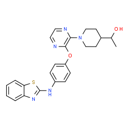 ChemSpider 2D Image | (1S)-1-(1-{3-[4-(1,3-Benzothiazol-2-ylamino)phenoxy]-2-pyrazinyl}-4-piperidinyl)ethanol | C24H25N5O2S