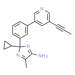 ChemSpider 2D Image | (2R)-2-cyclopropyl-5-methyl-2-[3-(5-prop-1-yn-1-ylpyridin-3-yl)phenyl]-2H-imidazol-4-amine | C21H20N4