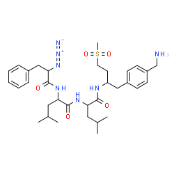 ChemSpider 2D Image | N-[(2S)-2-Azido-3-phenylpropanoyl]-L-leucyl-N-[(2S)-1-[4-(aminomethyl)phenyl]-4-(methylsulfonyl)-2-butanyl]-L-leucinamide | C33H49N7O5S
