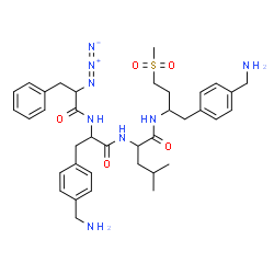 ChemSpider 2D Image | 4-(Aminomethyl)-N-[(2S)-2-azido-3-phenylpropanoyl]-D-phenylalanyl-N-[(2S)-1-[4-(aminomethyl)phenyl]-4-(methylsulfonyl)-2-butanyl]-L-leucinamide | C37H50N8O5S