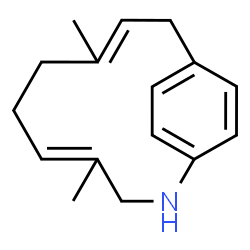 ChemSpider 2D Image | (4E,8E)-4,8-Dimethyl-2-azabicyclo[9.2.2]pentadeca-1(13),4,8,11,14-pentaene | C16H21N