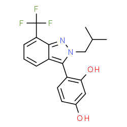 ChemSpider 2D Image | 4-[2-Isobutyl-7-(trifluoromethyl)-2H-indazol-3-yl]-1,3-benzenediol | C18H17F3N2O2