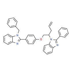 ChemSpider 2D Image | 1-Benzyl-2-(4-{[(2R)-2-(2-phenyl-1H-benzimidazol-1-yl)-4-penten-1-yl]oxy}phenyl)-1H-benzimidazole | C38H32N4O