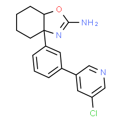ChemSpider 2D Image | (3aR,7aR)-3a-[3-(5-Chloro-3-pyridinyl)phenyl]-3a,4,5,6,7,7a-hexahydro-1,3-benzoxazol-2-amine | C18H18ClN3O