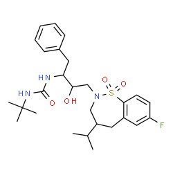 ChemSpider 2D Image | 1-Tert-Butyl-3-{(2s,3r)-4-[(4r)-7-Fluoro-1,1-Dioxido-4-(Propan-2-Yl)-4,5-Dihydro-1,2-Benzothiazepin-2(3h)-Yl]-3-Hydroxy-1-Phenylbutan-2-Yl}urea | C27H38FN3O4S