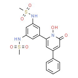 ChemSpider 2D Image | N,N'-[5-(1-Hydroxy-6-oxo-4-phenyl-1,6-dihydro-2-pyridinyl)-1,3-phenylene]dimethanesulfonamide | C19H19N3O6S2