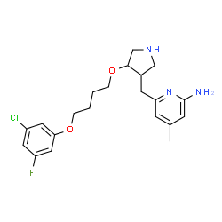 ChemSpider 2D Image | 6-({(3R,4R)-4-[4-(3-Chloro-5-fluorophenoxy)butoxy]-3-pyrrolidinyl}methyl)-4-methyl-2-pyridinamine | C21H27ClFN3O2