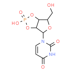 ChemSpider 2D Image | 1-[(2S,3aS,4S,6R,6aR)-2-Hydroxy-6-(hydroxymethyl)-2-oxidotetrahydrofuro[3,4-d][1,3,2]dioxaphosphol-4-yl]-2,4(1H,3H)-pyrimidinedione | C9H11N2O8P