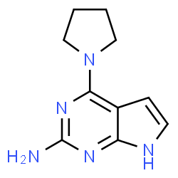 ChemSpider 2D Image | 4-(1-Pyrrolidinyl)-7H-pyrrolo[2,3-d]pyrimidin-2-amine | C10H13N5