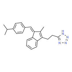 ChemSpider 2D Image | 5-{2-[(1Z)-1-(4-Isopropylbenzylidene)-2-methyl-1H-inden-3-yl]ethyl}-1H-tetrazole | C23H24N4