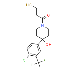 ChemSpider 2D Image | 1-{4-[4-Chloro-3-(trifluoromethyl)phenyl]-4-hydroxy-1-piperidinyl}-3-sulfanyl-1-propanone | C15H17ClF3NO2S