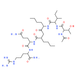 ChemSpider 2D Image | (2s)-2-{[(2r,5s)-5-{[(2s,3s)-2-{[(2s,3r)-2-(Acetylamino)-3-Hydroxybutanoyl]amino}-3-Methylpentanoyl]amino}-2-Butyl-4-Oxononanoyl]amino}-N~1~-[(2s)-1-Amino-5-Carbamimidamido-1-Oxopentan-2-Yl]pentanediamide | C36H66N10O9