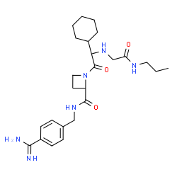 ChemSpider 2D Image | (2S)-N-(4-Carbamimidoylbenzyl)-1-[(2R)-2-cyclohexyl-2-{[2-oxo-2-(propylamino)ethyl]amino}acetyl]-2-azetidinecarboxamide | C25H38N6O3