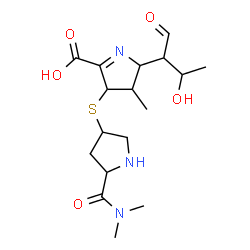 ChemSpider 2D Image | (2S,3R,4S)-4-{[(3S,5R)-5-(Dimethylcarbamoyl)-3-pyrrolidinyl]sulfanyl}-2-[(2S,3R)-3-hydroxy-1-oxo-2-butanyl]-3-methyl-3,4-dihydro-2H-pyrrole-5-carboxylic acid | C17H27N3O5S