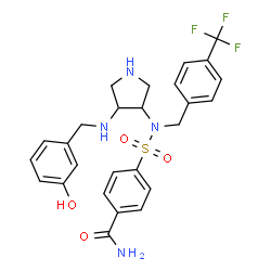 ChemSpider 2D Image | 4-({(3S,4S)-4-[(3-Hydroxybenzyl)amino]-3-pyrrolidinyl}[4-(trifluoromethyl)benzyl]sulfamoyl)benzamide | C26H27F3N4O4S