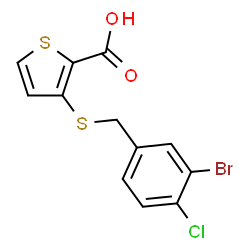 ChemSpider 2D Image | 3-[(3-Bromo-4-chlorobenzyl)sulfanyl]-2-thiophenecarboxylic acid | C12H8BrClO2S2