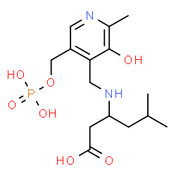 ChemSpider 2D Image | (3R)-3-[({3-Hydroxy-2-methyl-5-[(phosphonooxy)methyl]-4-pyridinyl}methyl)amino]-5-methylhexanoic acid | C15H25N2O7P