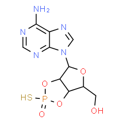 ChemSpider 2D Image | [(2R,3aR,4R,6R,6aR)-6-(6-Amino-9H-purin-9-yl)-2-oxido-2-sulfanyltetrahydrofuro[3,4-d][1,3,2]dioxaphosphol-4-yl]methanol | C10H12N5O5PS