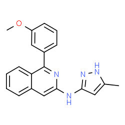 ChemSpider 2D Image | 1-(3-Methoxyphenyl)-N-(5-methyl-1H-pyrazol-3-yl)-3-isoquinolinamine | C20H18N4O