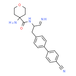 ChemSpider 2D Image | 4-Amino-N-[(2S)-1-(4'-cyano-4-biphenylyl)-3-imino-2-propanyl]tetrahydro-2H-pyran-4-carboxamide | C22H24N4O2