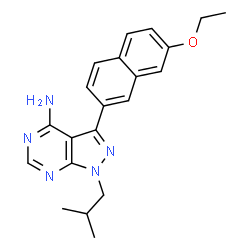 ChemSpider 2D Image | 3-(7-Ethoxy-2-naphthyl)-1-isobutyl-1H-pyrazolo[3,4-d]pyrimidin-4-amine | C21H23N5O