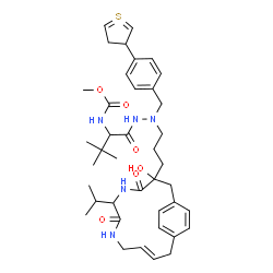 ChemSpider 2D Image | methyl N-[(2S)-1-[2-[[4-[(3S)-3,4-dihydrothiophen-3-yl]phenyl]methyl]-2-[3-[(3Z,8S,11R)-11-oxidanyl-7,10-bis(oxidanylidene)-8-propan-2-yl-6,9-diazabicyclo[11.2.2]heptadeca-1(16),3,13(17),14-tetraen-11-yl]propyl]hydrazinyl]-3,3-dimethyl-1-oxidanyliden | C40H55N5O6S