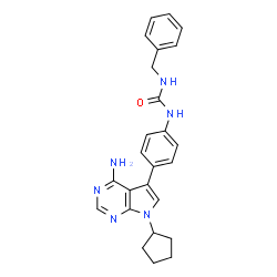 ChemSpider 2D Image | 1-[4-(4-Amino-7-cyclopentyl-7H-pyrrolo[2,3-d]pyrimidin-5-yl)phenyl]-3-benzylurea | C25H26N6O