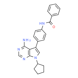 ChemSpider 2D Image | N-[4-(4-Amino-7-cyclopentyl-7H-pyrrolo[2,3-d]pyrimidin-5-yl)phenyl]benzamide | C24H23N5O